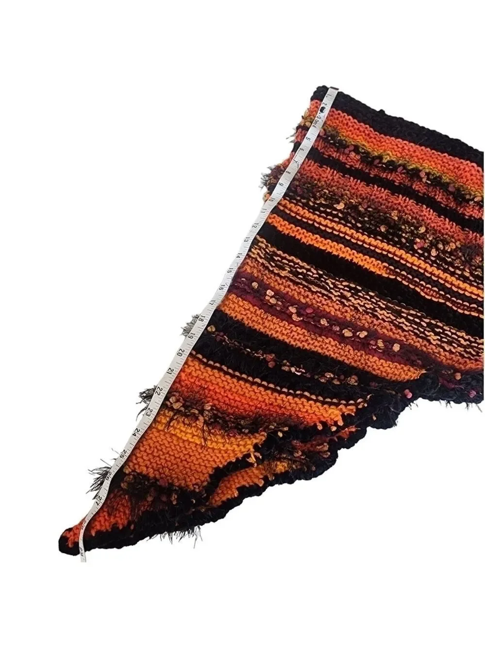 Crochet knit orange & black shawl cover wrap